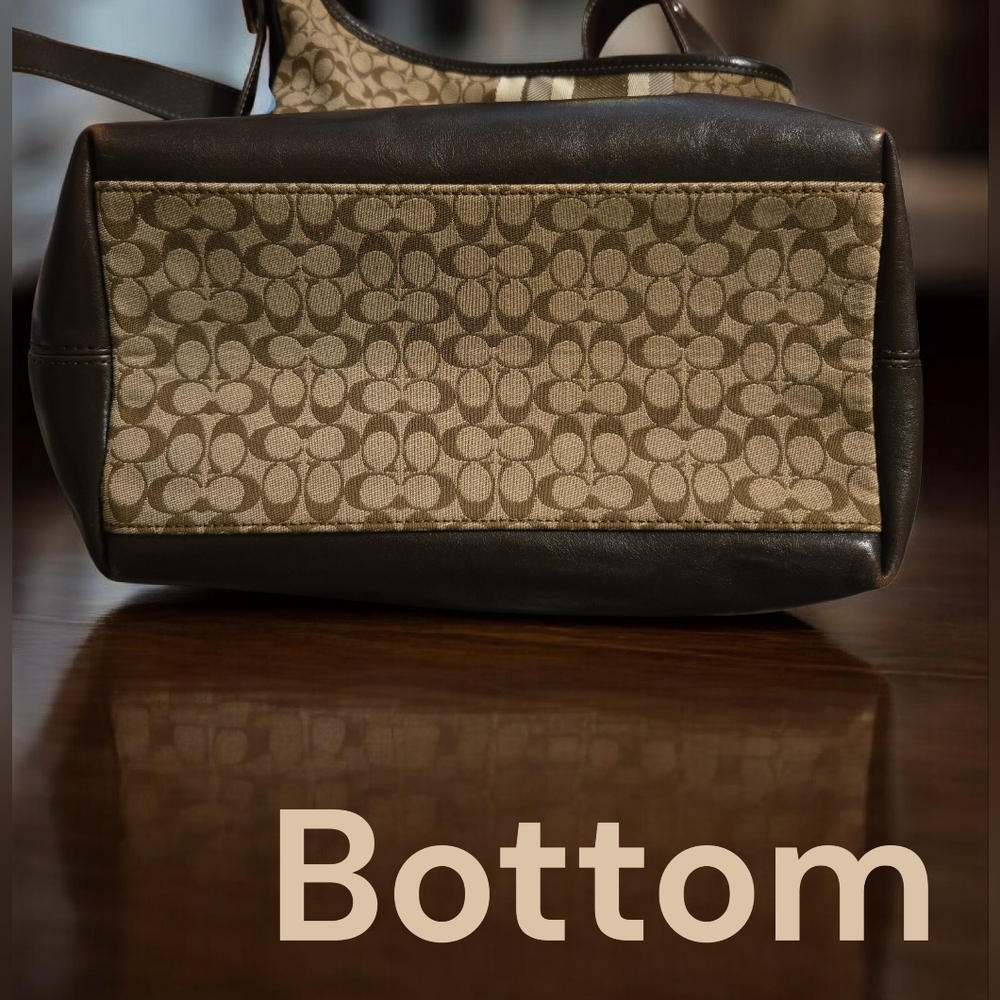 Coach Legacy 19918 Vintage Signature Shoulder Bag - Tan/Brown Jacquard & Leather - Picture 9 of 13
